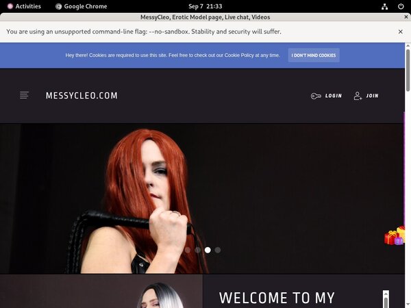 Messycleo.com Sign Up Page